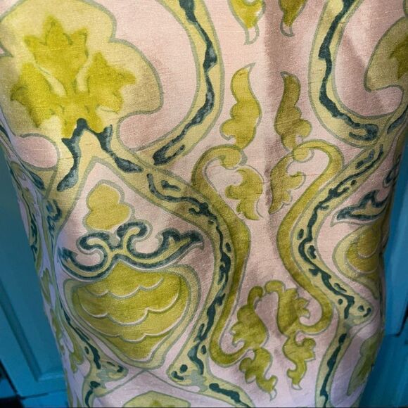 J. CREW SLEEVELESS silk top champagne, chartreuse, yellow pattern  size 0 - Picture 5 of 6
